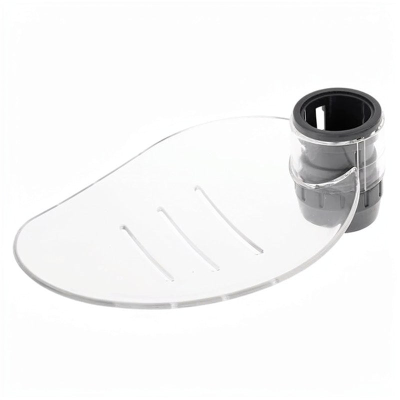 Porta jabón ajustable de plástico transparente con inserto de silicona extraíble