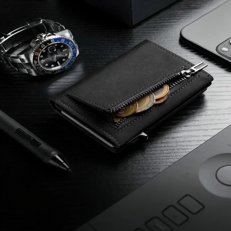 Portefeuille Slim Anti- RFID avec Compartiment pour Pièces