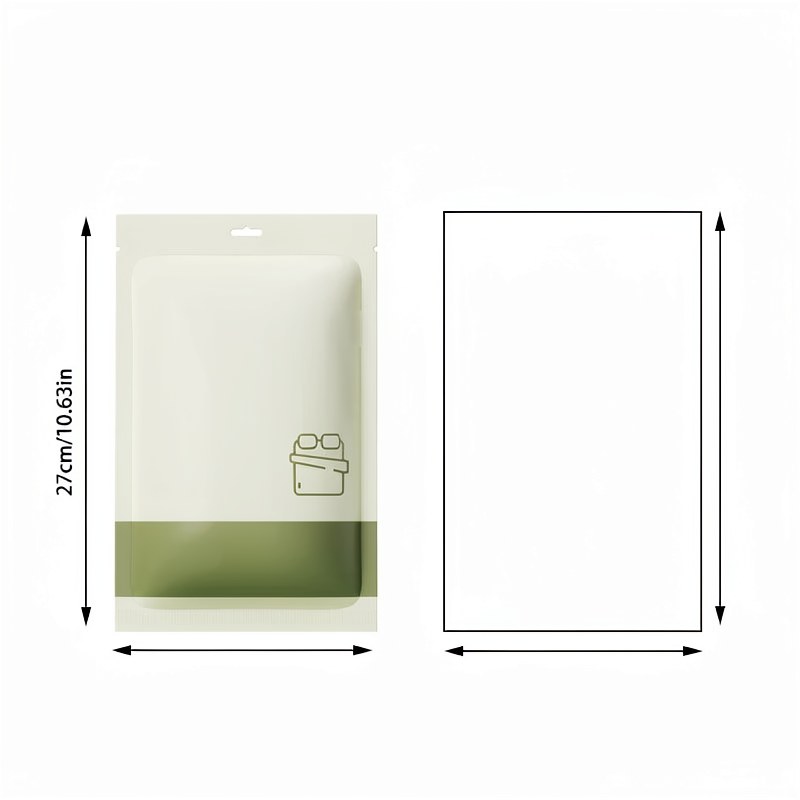 Un set de draps double jetable rectangulaire emballé dans une pochette en plastique transparent.