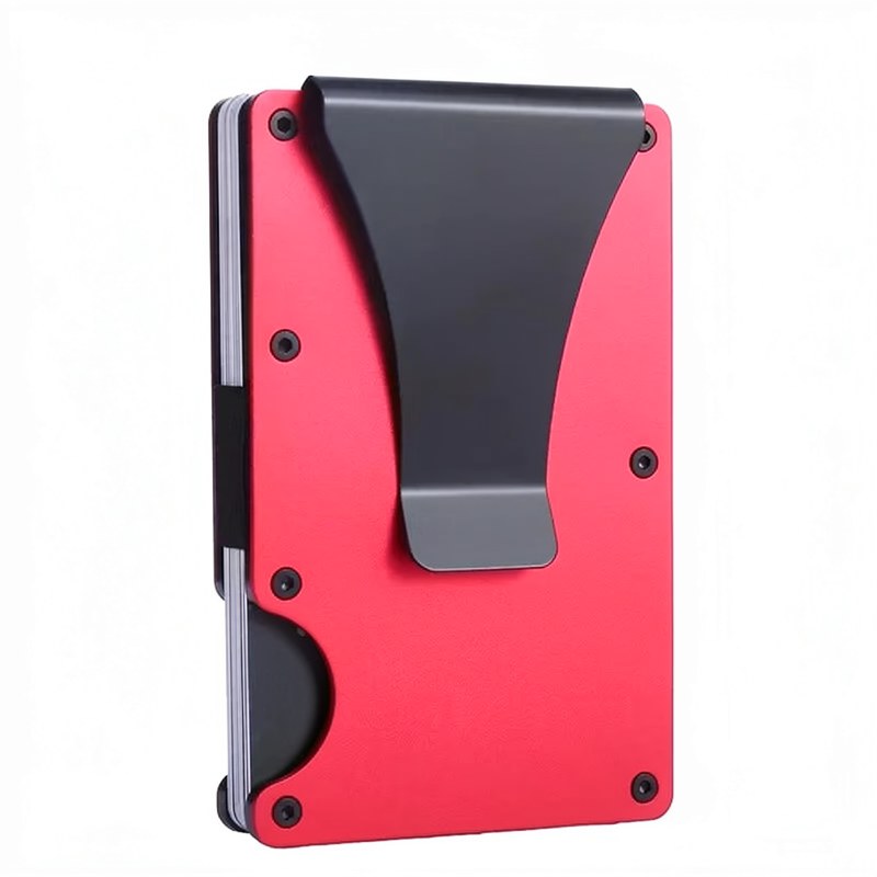 Portefeuille RFID en aluminium fin avec attache-monnaie
