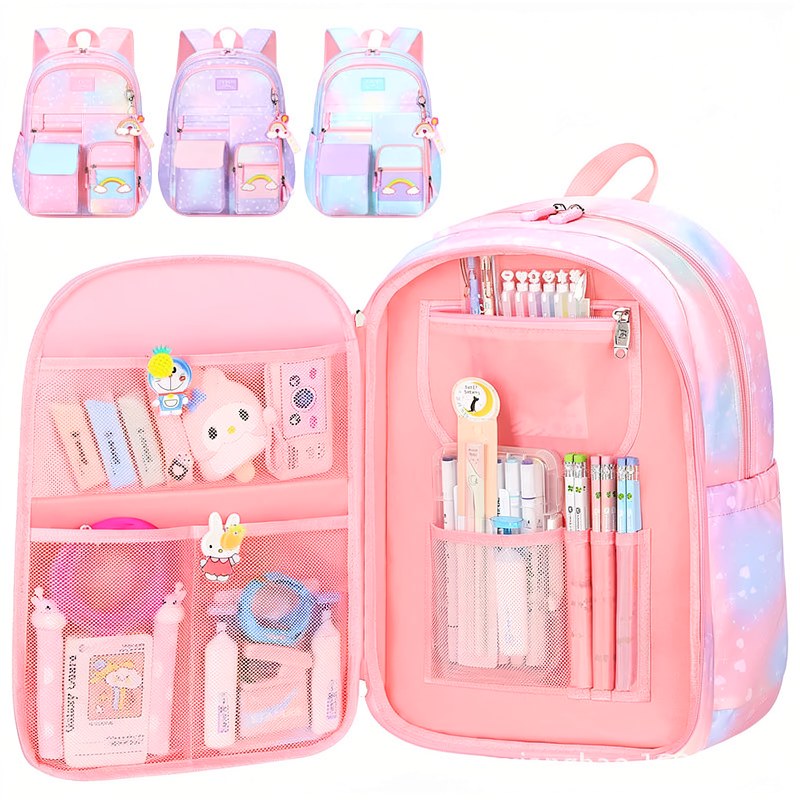 Schulrucksack-Set für Mädchen mit Brotdose & Federmäppchen