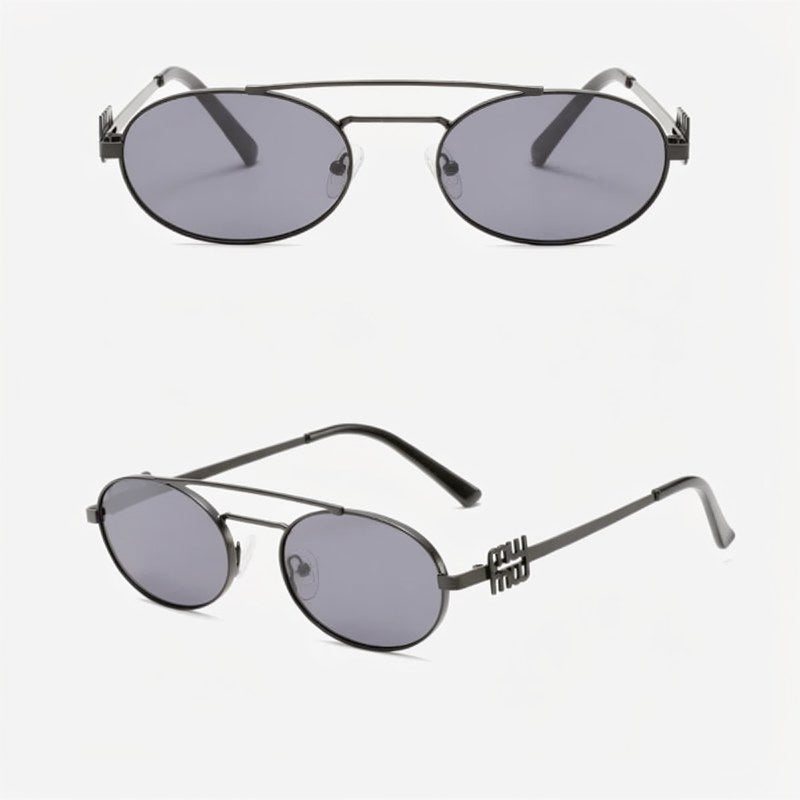 Ovale Sonnenbrille mit Doppelbügel und UV400-Schutz