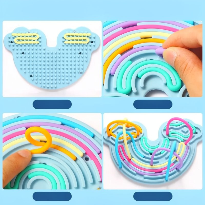 Double-Sided Silicone Fidget Board with 12 Strings