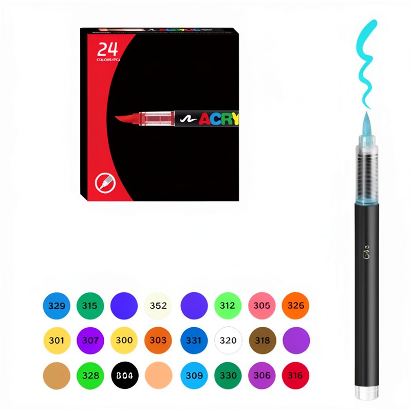 Acrylic Paint Markers with Brush Tips