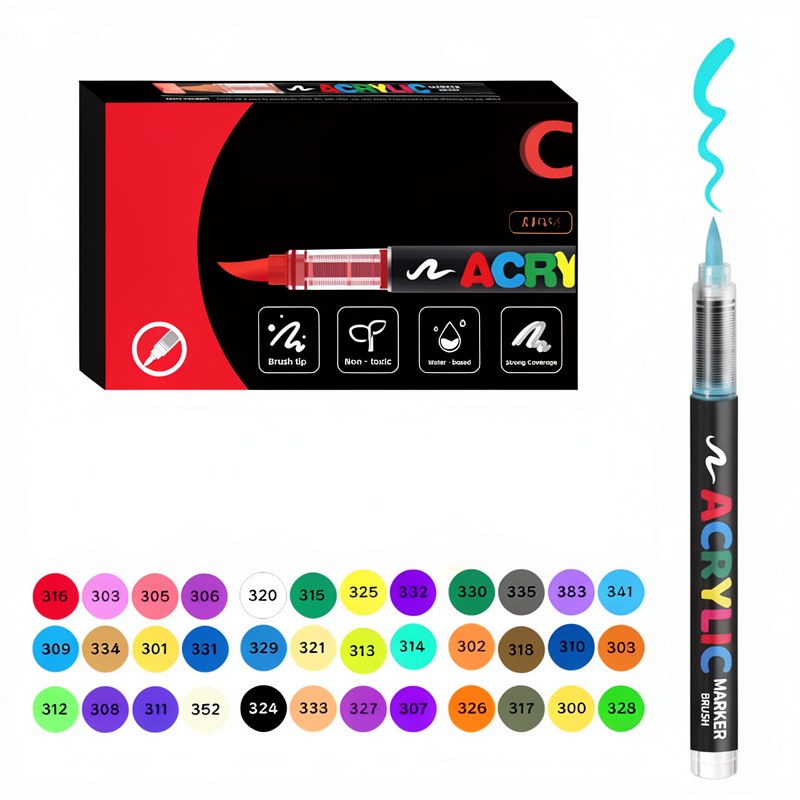 Acrylic Paint Markers with Brush Tips
