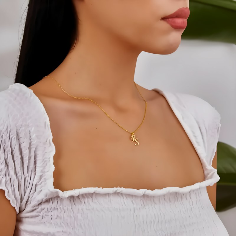Double Initial Pendant Necklace