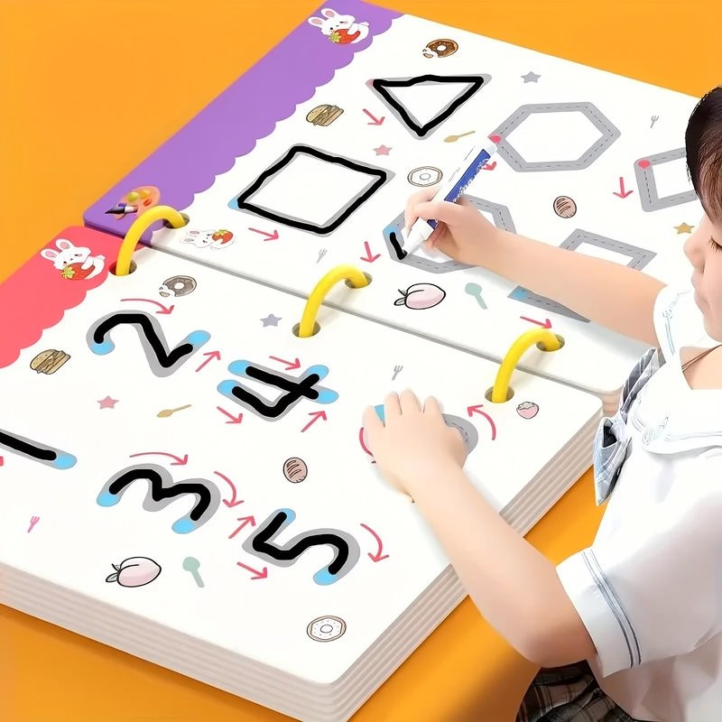 Reusable Kids' Drawing Workbook with Pens & Eraser