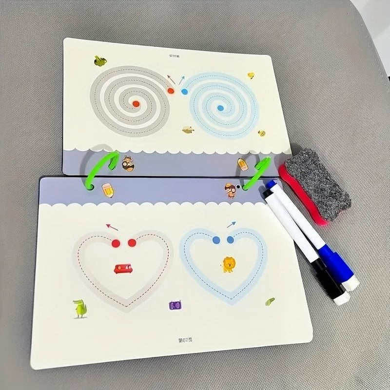 Reusable Kids' Drawing Workbook with Pens & Eraser