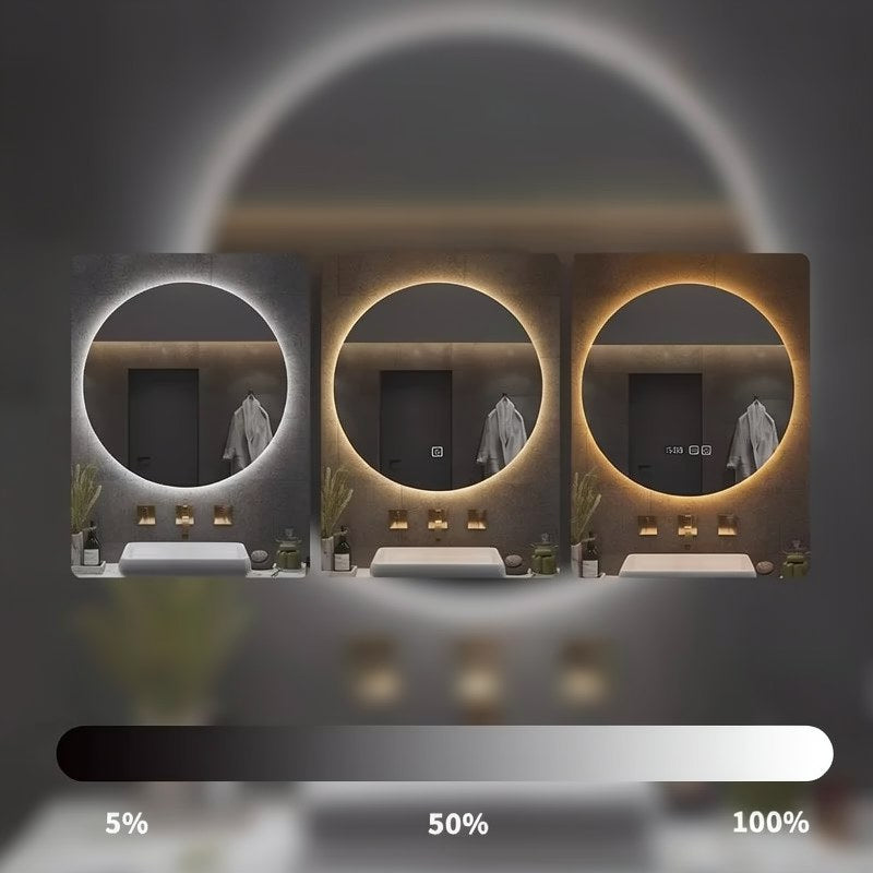 Miroir de Salle de Bains Rond à LED avec Contrôle Tactile Anti-Buée
