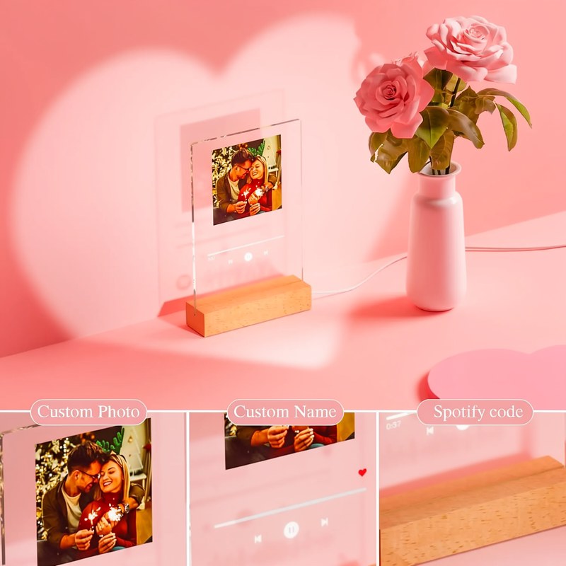 Personalized Spotify Music Photo Plaque with LED Night Light