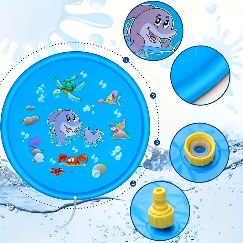 Inflatable Dolphin Splash Mat with Water Spray System