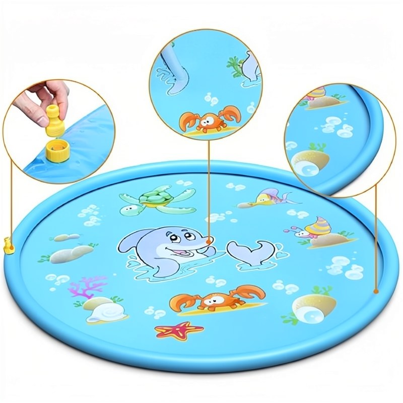 Inflatable Dolphin Splash Mat with Water Spray System