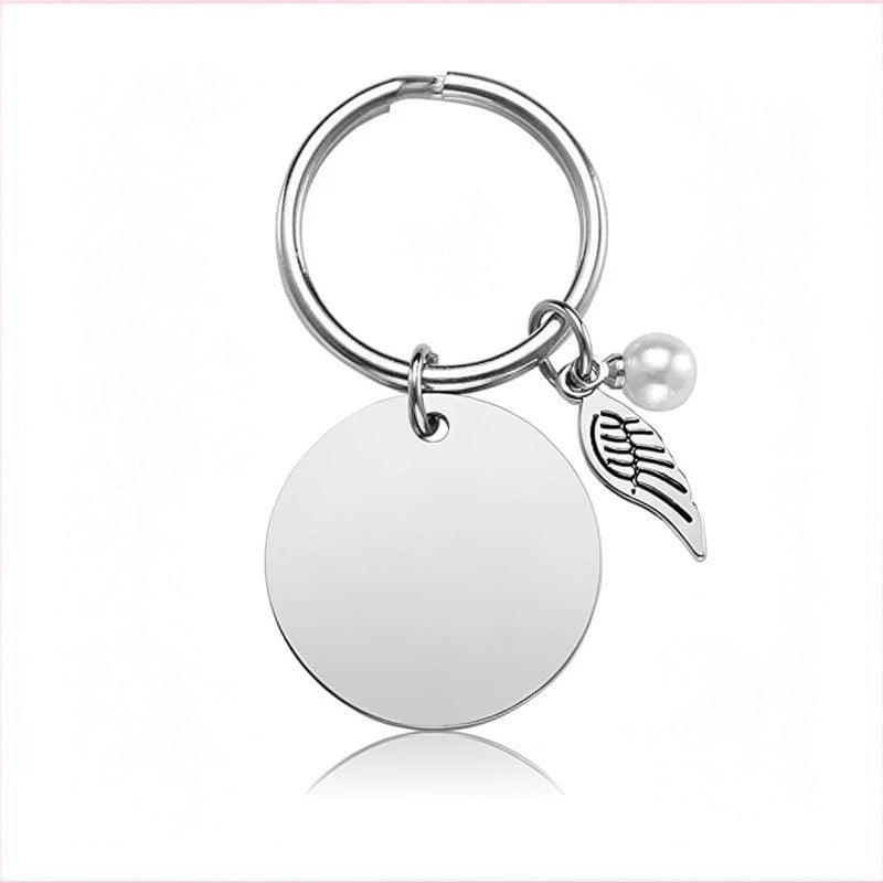 Porte-clés Sœur avec Perle et Pendentif Ailes
