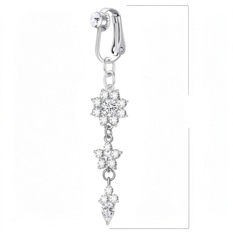 Schmetterling Clip-On Bauchnabelring mit rosa Zirkon