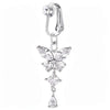 Schmetterling Clip-On Bauchnabelring mit rosa Zirkon