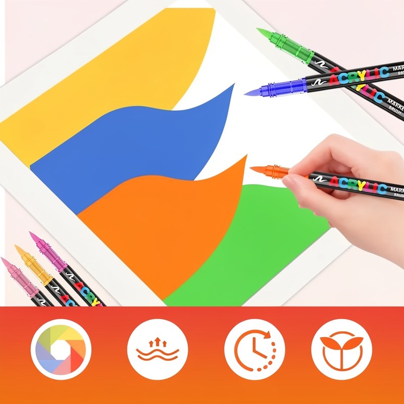 72-farbiger Acrylfarbe-Marker-Set mit Pinselspitzen