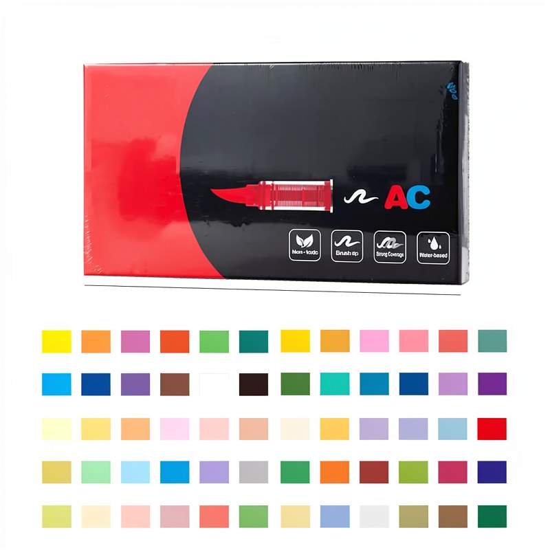 72-farbiger Acrylfarbe-Marker-Set mit Pinselspitzen