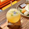 Verre à Cocktail Sphérique en Verre avec Base en Bois