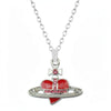 Rhinestone Heart & Saturn Pendant Jewelry Set