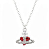 Rhinestone Heart & Saturn Pendant Jewelry Set