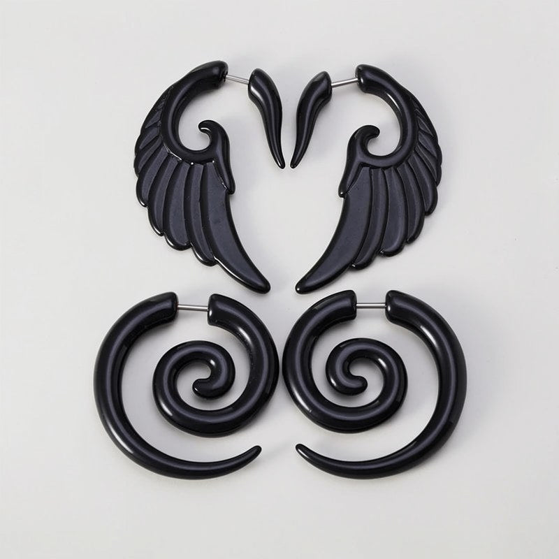Pendientes de espiral acrílicos tipo túnel falso