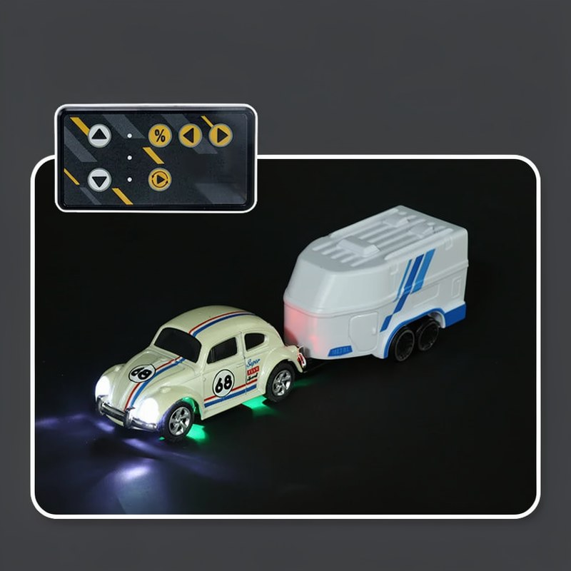 Voiture RC Mini Coccinelle Rétro avec Remorque