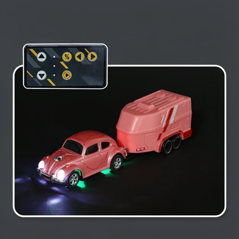 Voiture RC Mini Coccinelle Rétro avec Remorque