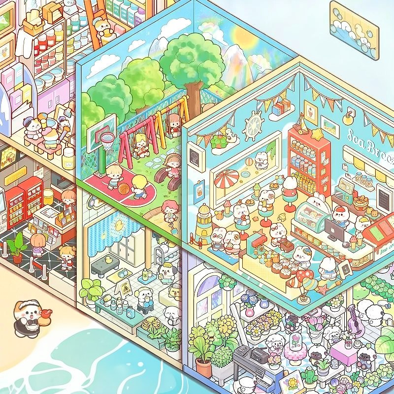 3D Cabin Scene Stickers