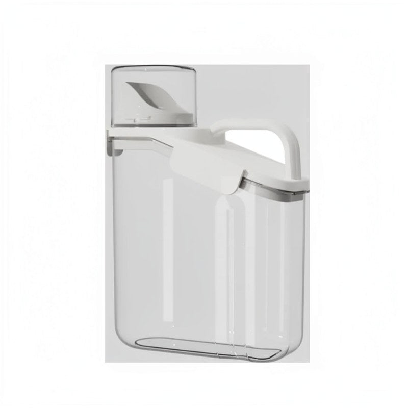 Klares, luftdichtes Müsli-Dispenser und Lebensmittelbehälter mit weißem Deckel und Griff.