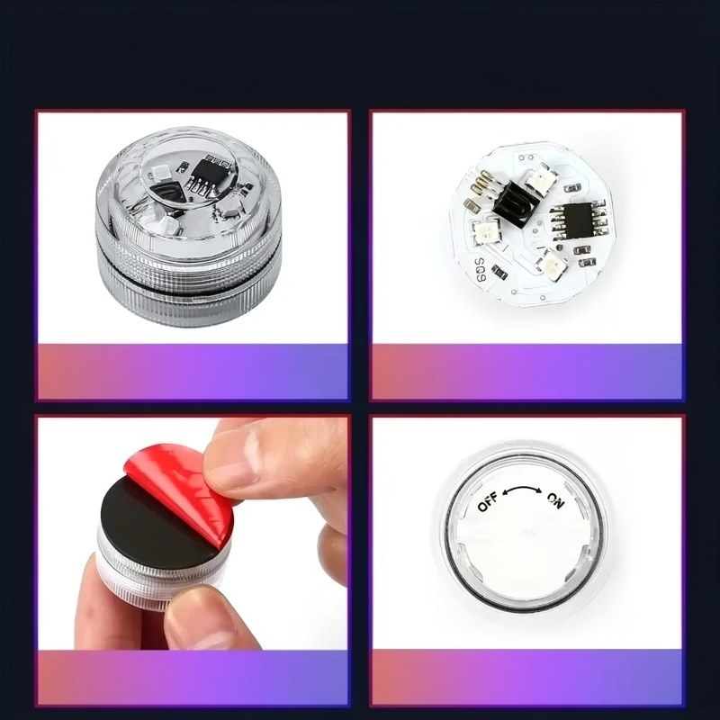 Ensemble de lumières d'ambiance intérieures de voiture sans fil RGB, avec unité principale et télécommande.
