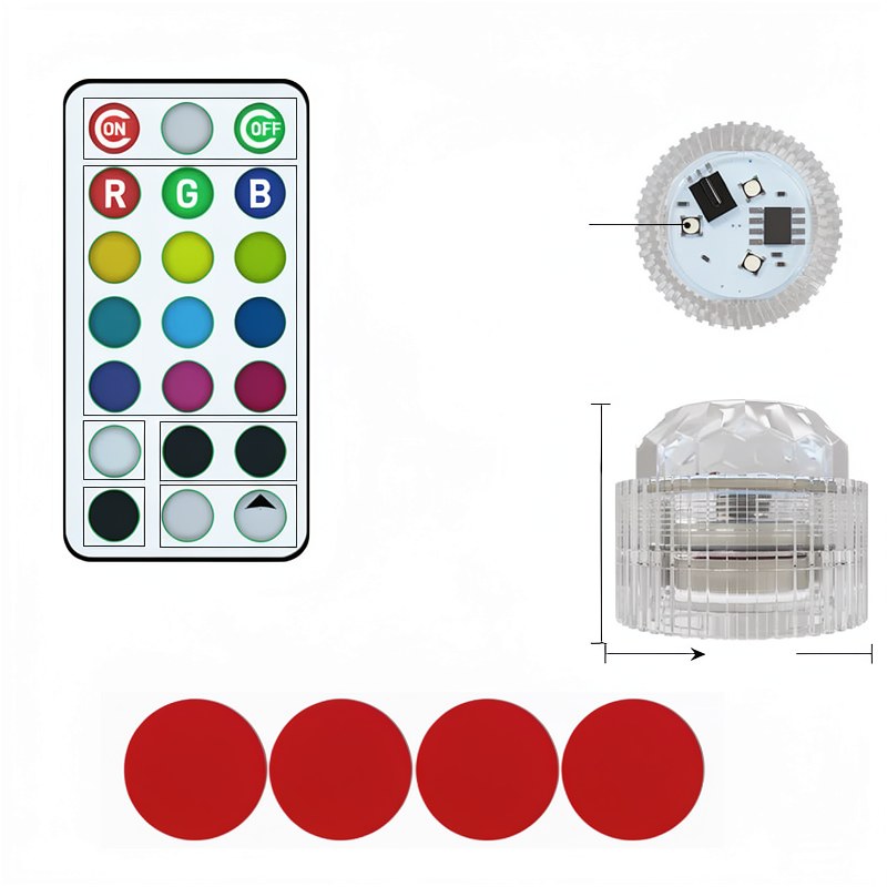 Ensemble de lumières d'ambiance intérieures de voiture RGB sans fil avec télécommande et différentes options de couleur.