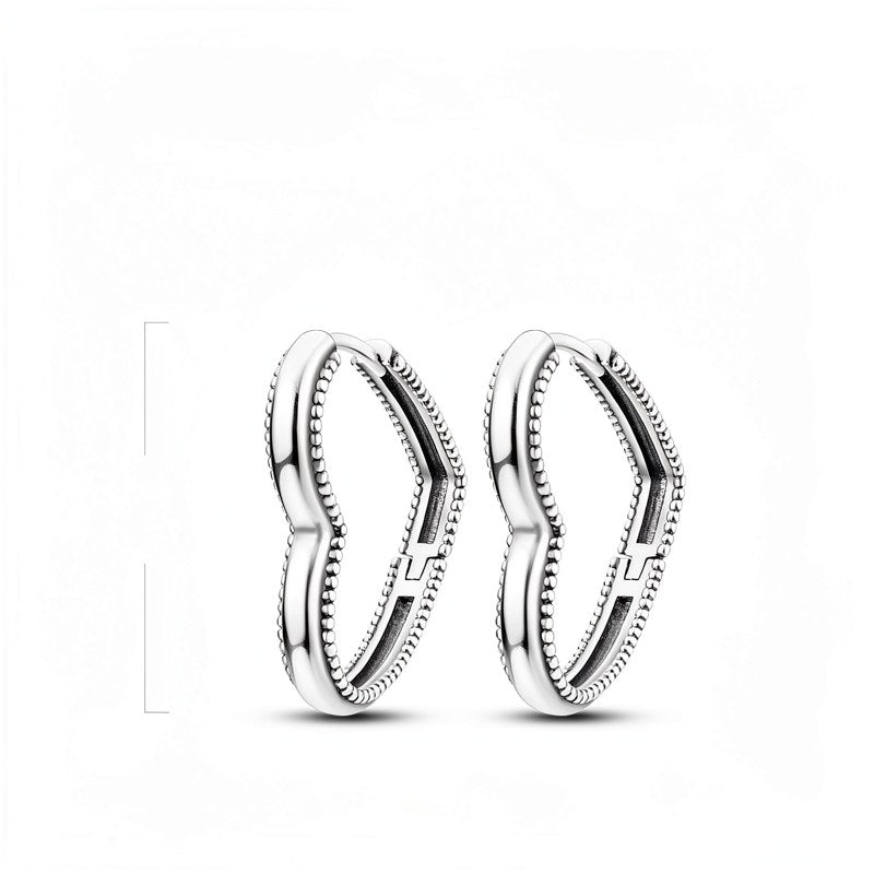 Sterling Silver Heart Wave Earrings