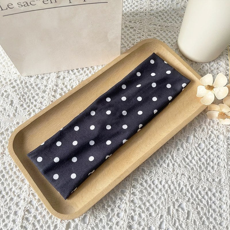 Bandeau large en tissu à pois