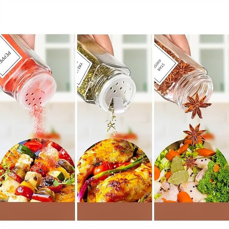 Clear Glass Spice Jar with Bamboo Lid