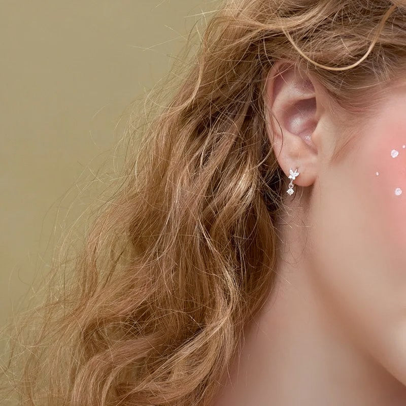 Sterling Silver Butterfly Zircon Stud Earrings