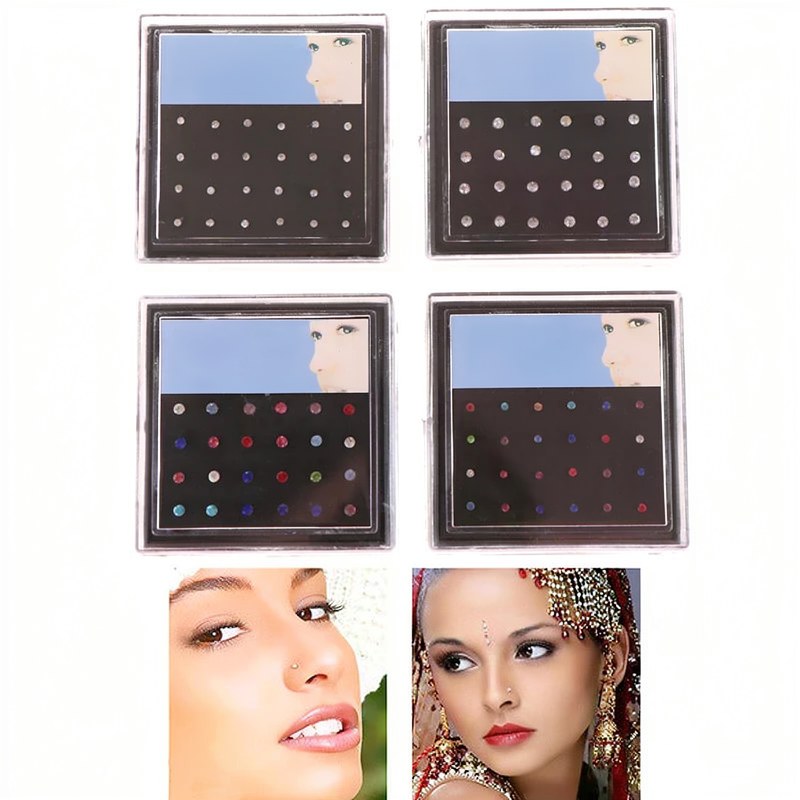 Rhinestone Nose Stud Set - 24-Piece Collection