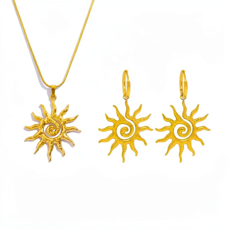 Goldspirale Sonnenanhang Halsketten-Set mit feinem Kettchen