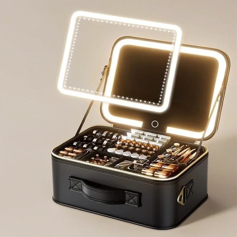 Illuminated LED Makeup Case with Mirror