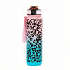 Leopard Print Sports Water Bottle with Straw