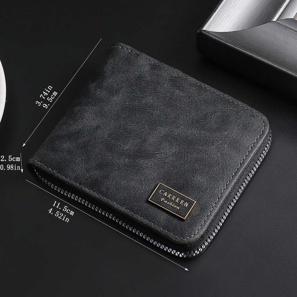 Personalized Engraved Leather Wallet for Men with Coin Pocket
