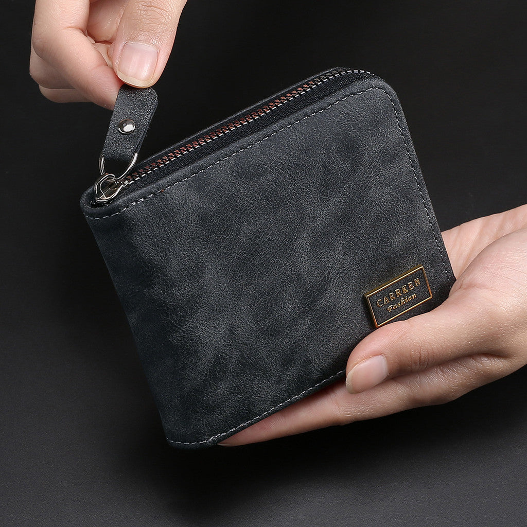 Personalized Engraved Leather Wallet for Men with Coin Pocket