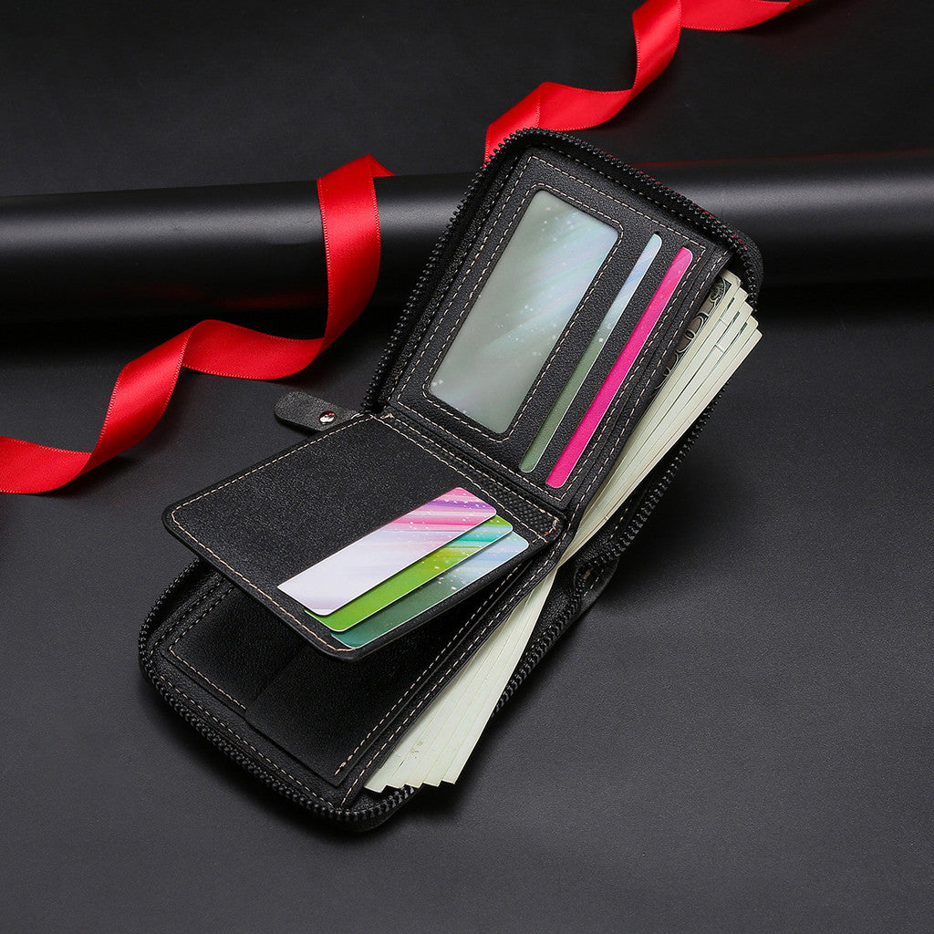 Personalized Engraved Leather Wallet for Men with Coin Pocket