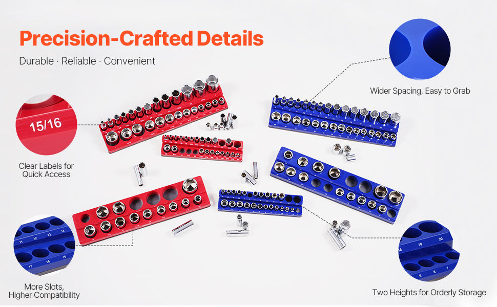 Magnetic Socket Organizer Set with Metric and SAE Trays